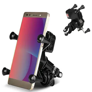 

Universal Motorcycle Mobile Phone Charging Holder Stand With USB Charger Bike Phone Mount Bracket For Android iPhone Smartphone