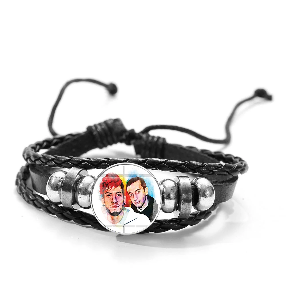 Style 10 SONGDA модный тканый кожаный браслет Twenty One Pilots, популярный рок-группа, графический стеклянный браслет на кнопке, ювелирные изделия унисекс - Окраска металла: Style 10