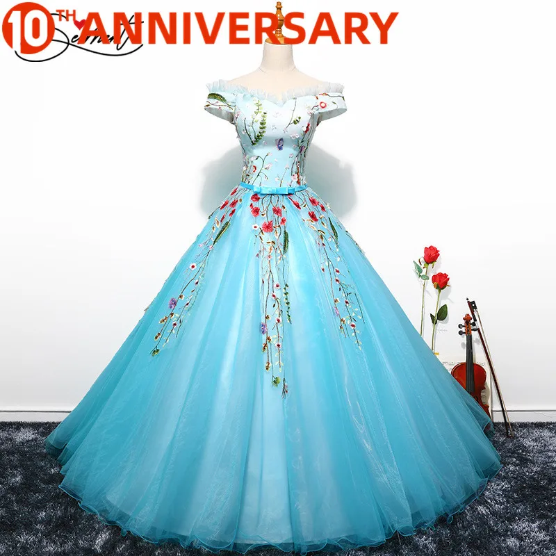 

OllyMurs Color Prom Dress Opera Performance New Spring and Summer 6 Layer 3D Flower Fluffy Thin Shoulder Dress Free Shipping