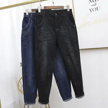

Plus Size Jeans Women Trousers Elastic Casual Ladies Denim Pants Boyfriend Jeans Female Streetwear Denim Mom Jeans S-5XL Q2246
