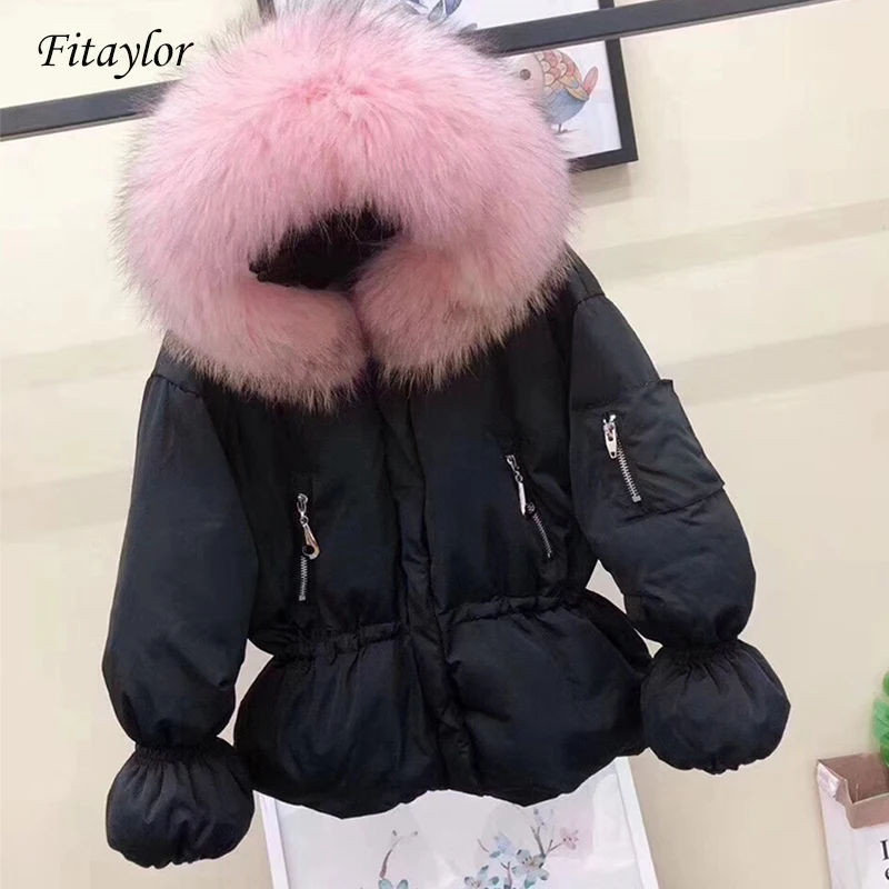 Fitaylor зимние женские куртки пуховики из 90% белого утиного пуха пальто большие