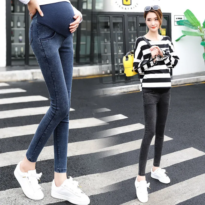Maternity Jeans Pants New Autumn Winter Pregnant Women Skinny Denim Pant Trousers Skinny Belly Pants Pregnancy Clothing new shascullfites melody women shiny leather jeans pu tight trousers super skinny wet look bum lift pants