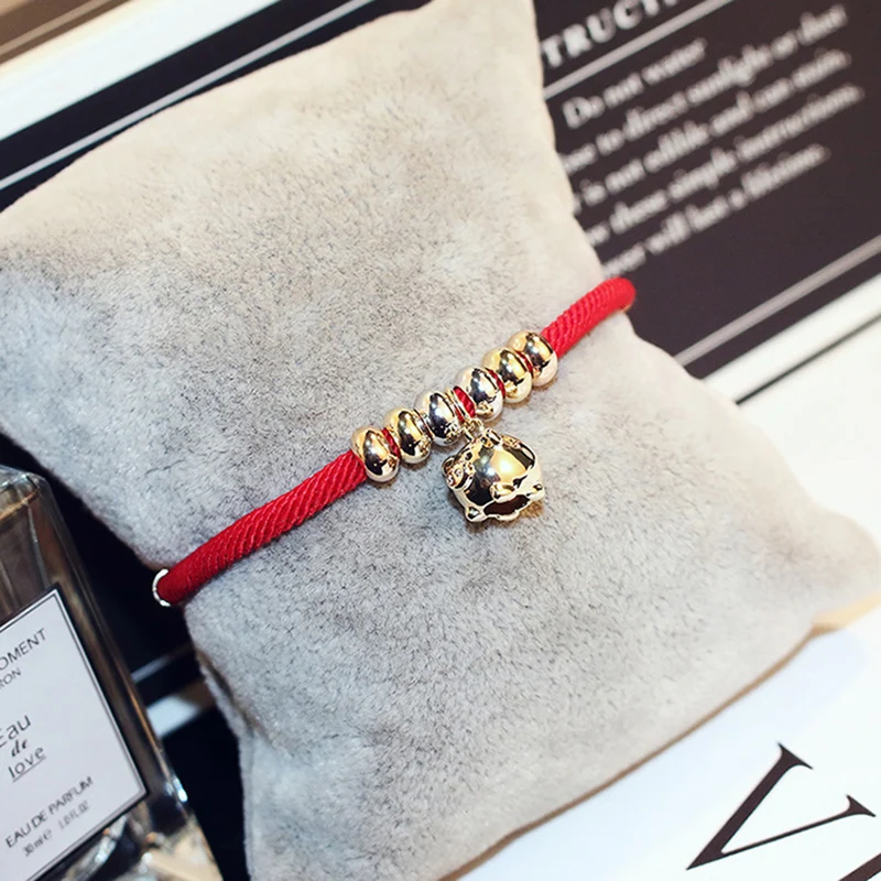 Новый браслет с красной линией свиньи женский веревочный ручного плетения зодиака Сплав Красный веревка свинья браслет для женщины стиль