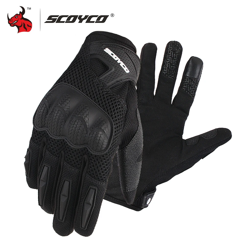 SCOYCO Motorcycle Gloves Summer Breathable Mesh Moto Gloves Touch Function Motorbike Gloves Motocross Off-Road Racing Gloves