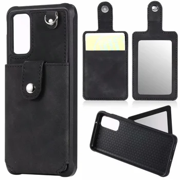

10pcs/lot For Samsung Galaxy S20 Plus Credit Card Slot Vintage PU Leather Phone Case with Mirror For Galaxy S20 Ultra