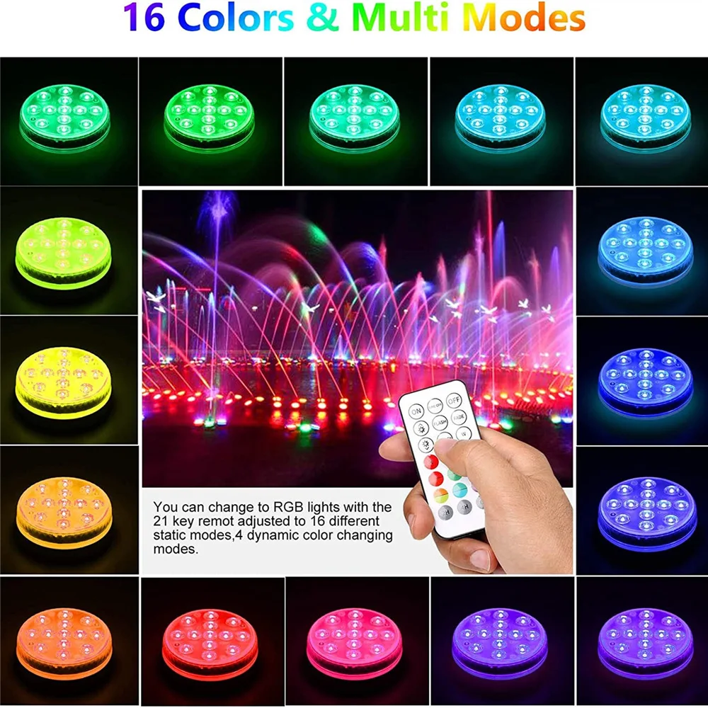 Ponorné světlo IP68 RGB podvodní bazénová světla s RF dálkovým ovládáním magnetických přísavek noční lampa pro akvárium s jezírkem_voghion.com