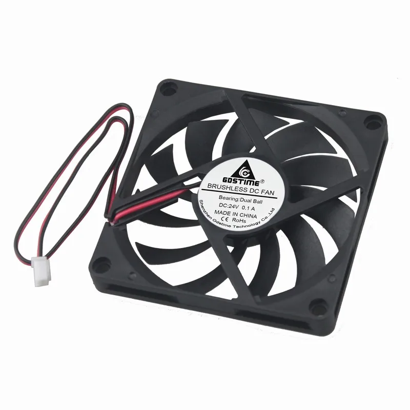 

20 шт./лот GDSTIME 2 Pin 80 мм 80x80x10 мм 8010 8 см двойной шариковый подшипник бесщеточный DC 24 В чехол для ПК охлаждающий вентилятор черный