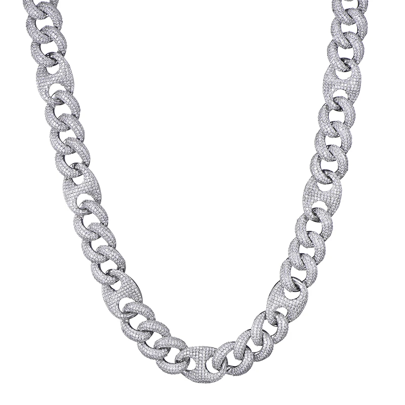 18 мм набор Bling AAA CZ кубический цирконий Iced Out Box застежка роскошные кубинские звенья цепочка на шею для мужчин хип хоп рэппер ювелирные изделия 1" 24"