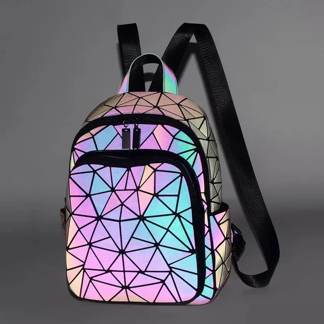 Geometric luminous crossbody bag glow-in-the-dark handbag Holographic  reflective backpack purse clutch bag