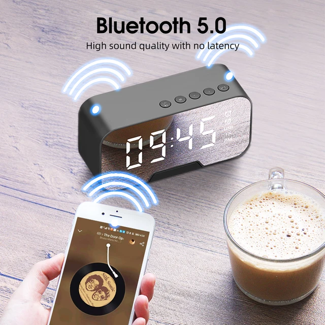 Altoparlante Bluetooth Wireless G50 con Radio FM Mini scheda portatile specchio sveglia suono doppia sveglia impostazioni per tutti i telefoni 2