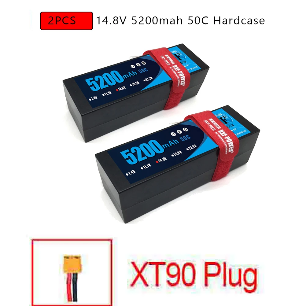 DXF 7,4 V 14,8 V 2S 4S 6500mAh 5200mAh 50C 60C Max 100C 120C LiPo аккумулятор 2S 4S HardCase для 1/8 1/10 RC модель автомобиля Slash Emaxx - Цвет: 2PCS4S5200HARDXT90