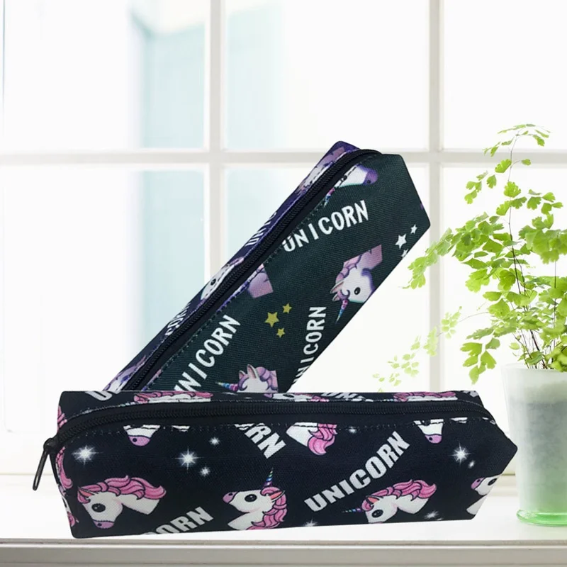 Kawaii Единорог пенал из парусины школьные принадлежности Канцтовары милый кот пенал для карандашей Сумочка для ручек и карандашей чехол для студентов