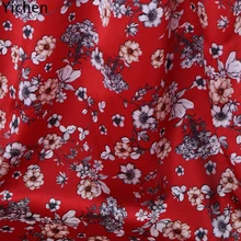 Белый цветочный красный/синий стрейч шелковый атлас Ткань 93% натуральный шелк 7% спандекс платье материал высокое качество
