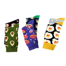 1 париж Новая мода унисекс счастливые мужские носки и женщины искусство абстракция креативные продукты шаблон пончик торт тост пашот носки с яйцами