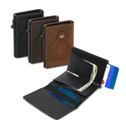 Smart Air Tag Wallet Premium Genuine Leather Credit Card Holder Anti-lost Unisex Tracker Money RFID Multifunctional WalletAirTag