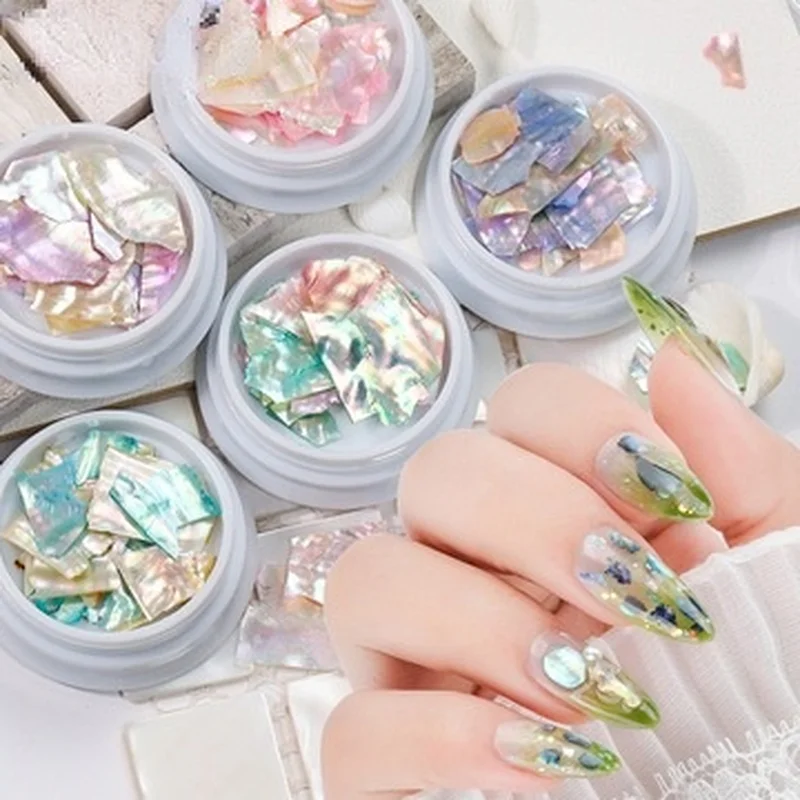1 Jar Beauty Colorchanging Abalone Natural Sea Shell Fragments Texture