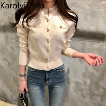 

Women's Sweaters 2020 Spring Autumn Cardigans Knitted Button Single Breasted Fashion Korean Style Solid Tops