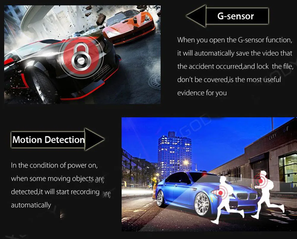 XGODY 3 ''дюймовый HD Автомобильный видеорегистратор g-сенсор зарядное устройство кабель черный