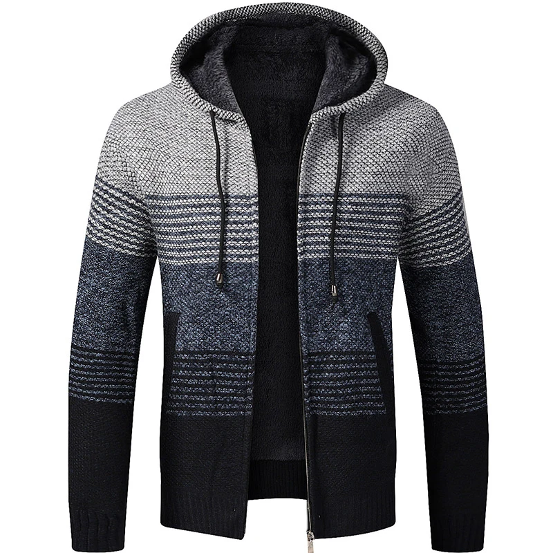 Mens Sweater Coat Fall Winter Zipper Cardigan Knitwear Casual Slim High Quality Fleece Thick Warm Wool Fashion Brand Jacket