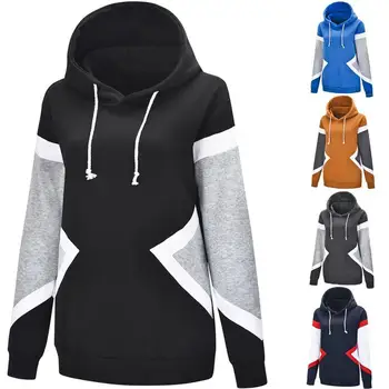 

Outdoor Sports Sweatshirt Unisex Splice Color Block Long Sleeve Drawstring Hooded Sweatshirt Warm Hoodies Men's Clothing