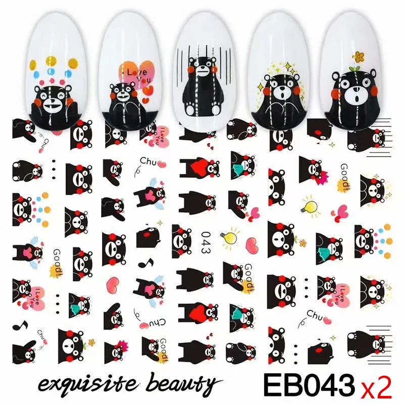 2 sheets EB043 12 листов водная наклейка для украшения ногтей наклейки для ногтей тату Полное покрытие красота мультфильм мышь Переводные картинки маникюрные принадлежности Новинка - Цвет: 2 sheets EB043