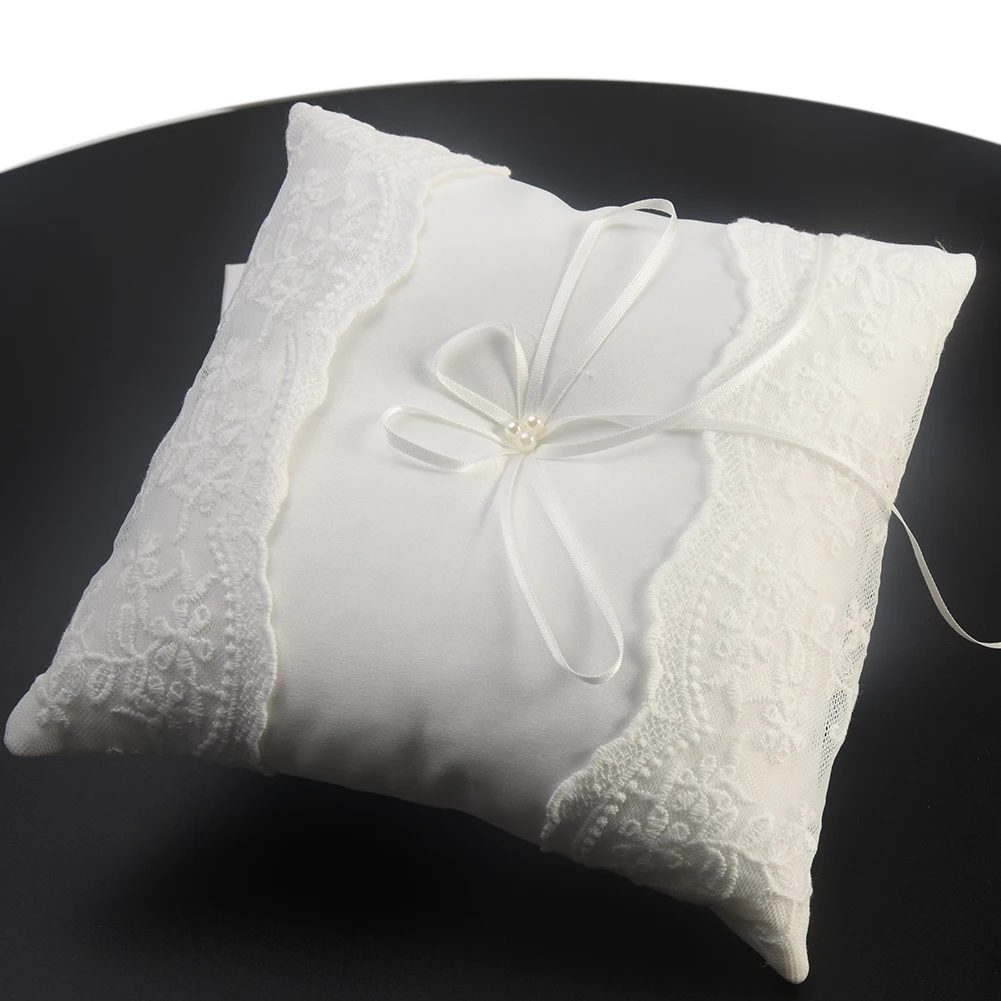 

Cushion Bow European Embroidered Flowers Romantic Wedding Decor Ring Pillow
