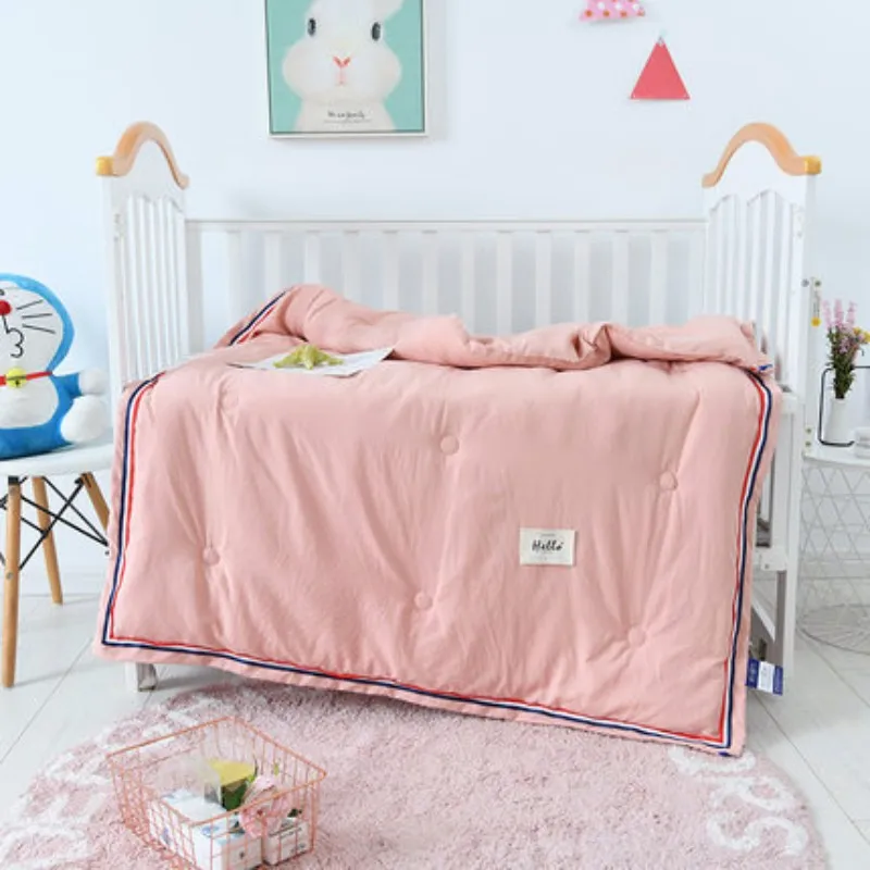 1.25kg Spring Autumn Полиэстер однотонный детский плед лето весна осень зима 120x150 см Стёганое одеяло для мальчиков девочек Детская кровать 0,6 м 1,0 м - Цвет: 1.25kg Spring Autumn