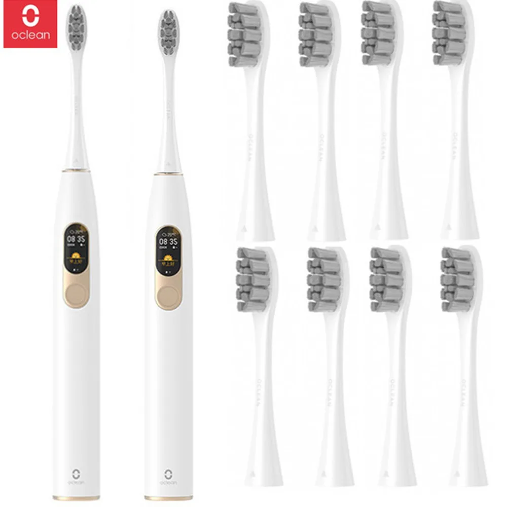 2 set toothbrushes Глобальная версия Oclean X sonic электрическая зубная щетка 8 шт головок Водонепроницаемая ультра звуковая Быстрая зарядка цветной экран зубная щетка - Цвет: 2 set toothbrushes