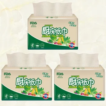 

1 Box of 3 Bag Degradable Oil Paper Thickened Blotting Paper Absorbent Dishcloth Paper Hand Towel for Home Kitchen (Random Packa