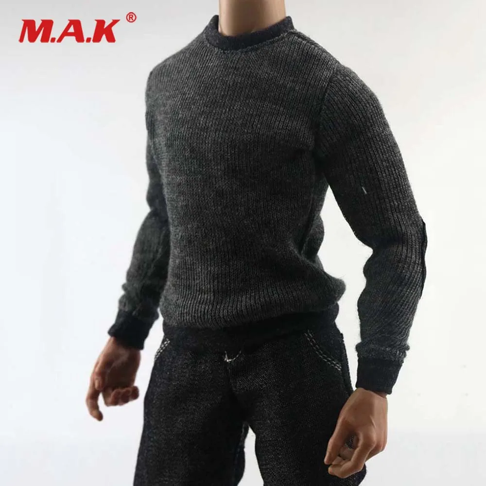 1/6 Scale Male Black Sweater Clothes Long sleeved T-shirt For 12'' Action Figure 