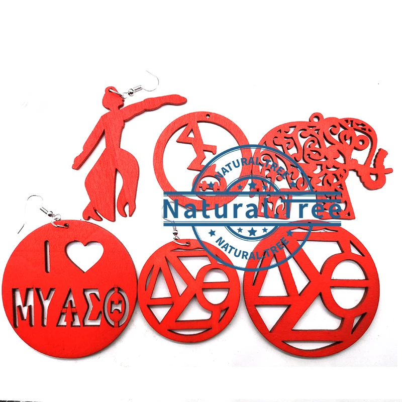 Free Shipping!Delta Sigma Theta Wooden Earrings can mixe 6 designs