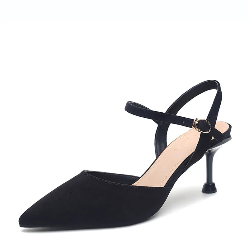 

570-10 Closed-toe Sandals Women's Fairy-Style 2019 Summer New Style Versatile Pointed-Toe High Heel Shoes Thin Heeled Straight-l