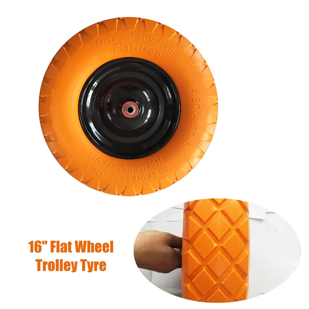 

16inches Portable Flat Wheel Trolley Tyre Solid Foam 5/8 Station Wagon Portable Yellow Car PU Solid Foaming Wheel