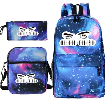 

3 PCS/set Hip Hop Billie Eilish Backpack Mini Backpack 3D Print Kpop Causal Bag Knapsack Harajuku Schoolbag Backpack