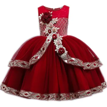 

Baby Girls Dress Lace Embroider Elegant Birthday Party Princess Dress Kids Dresses For Girls Costume Christmas Children Clothing
