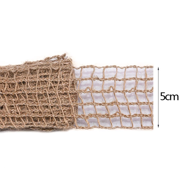 2M 3.5~5cm Width Natural Jute Burlap Roll Ribbon Vintage Hollow Weave Hemp Rope Wedding Party Gift Box Decor Supplies DIY Crafts B09
