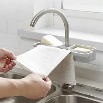 

Kitchen Sink Hanging Storage Rack Storage Holder Sponge Bathroom Faucet Clip Dish Cloth Clip Shelf Drain Dry Towel Organizer