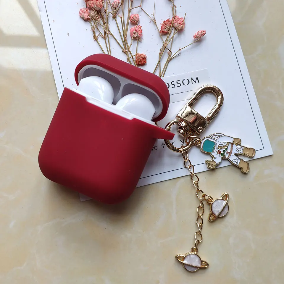 Cosmic Astronaut Spaceman Silicone Case for Apple AirPods 1 2 Case with Keychain Wireless Earphone Case Accessories Cover Box