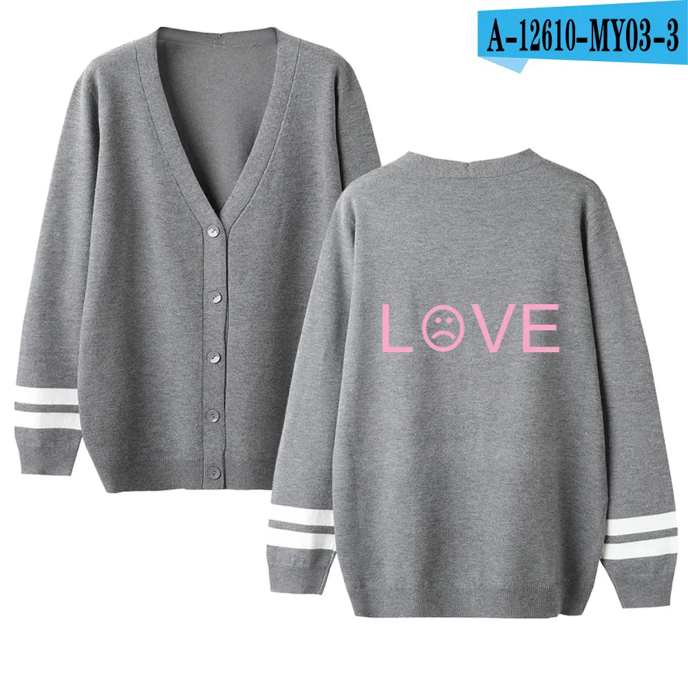 gray Lil открытый v-образный вырез мужской свитер-кардиган/женский Aikooki модный розовый Повседневный свитер Харадзюку lil открытый популярный свитер Повседневный Топ - Цвет: gray