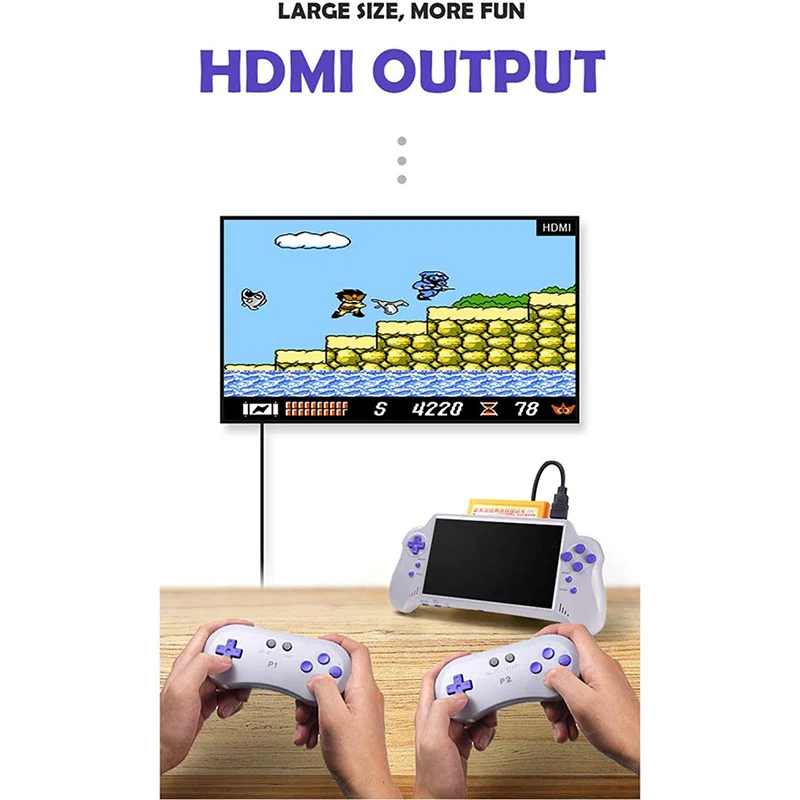 7 дюймов портативная игровая консоль с поддержкой игровой карты 4K HD выход для HDMI ТВ/2 игрока игра для FC/GBA/NES/для детей подарок