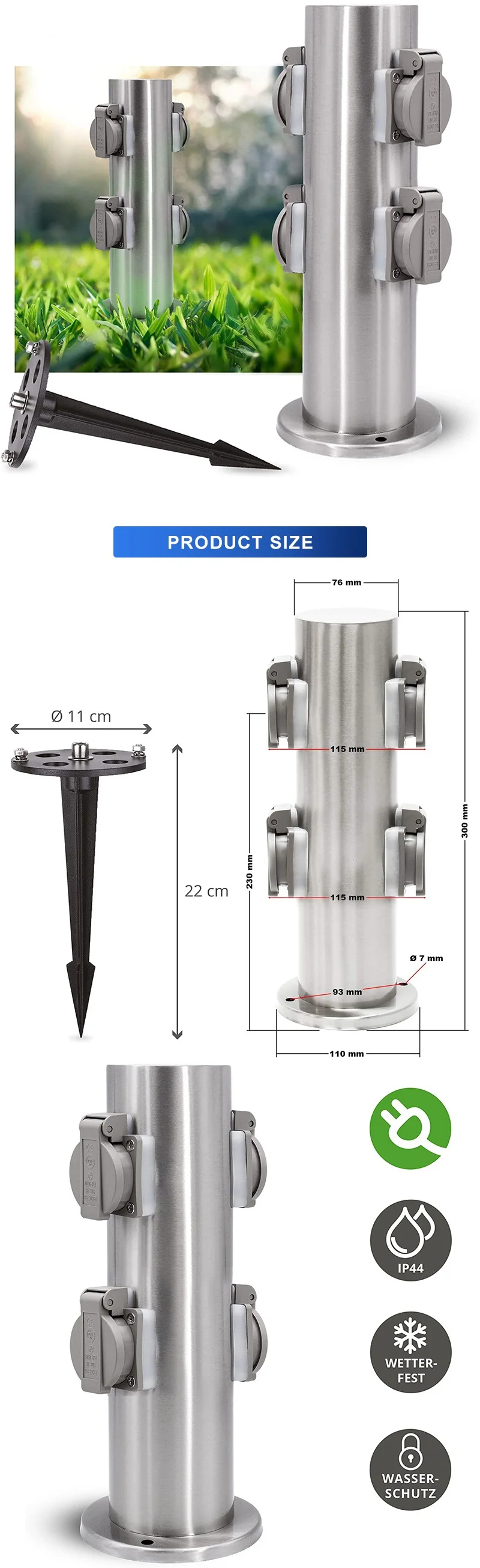 Plugue elétrico para cortador de grama, plugue
