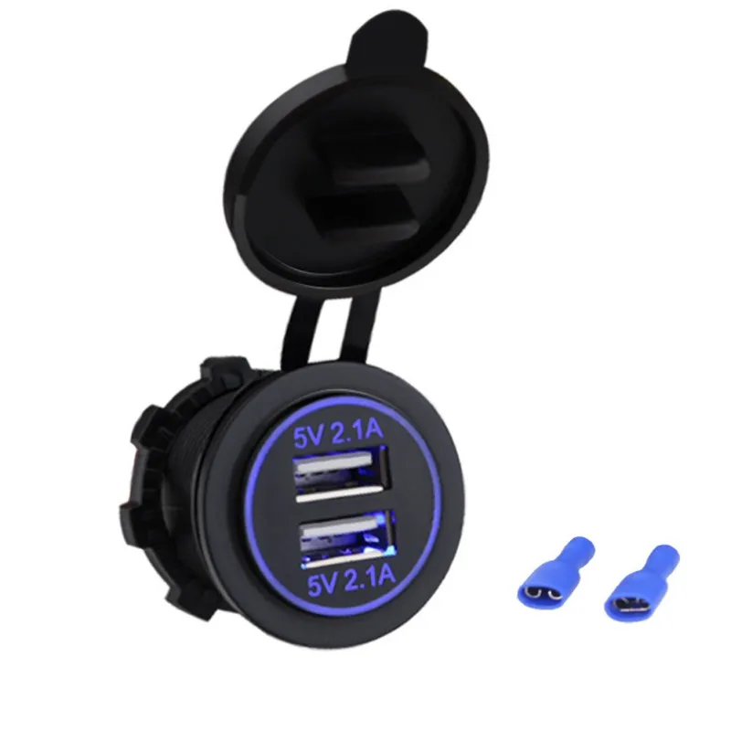 12 V-24 V модификация автомобиля мотоцикла usb зарядное устройство с двумя портами USB один светодиод диафрагма Водонепроницаемый 4.2A разъем для зарядного устройства