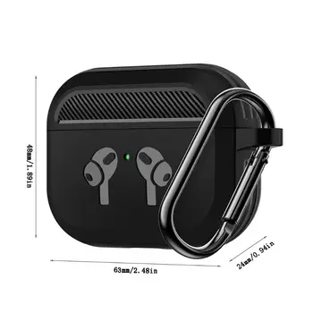 

Soft TPU Protective Cover Carbon Fiber Earphone Case Carabiner for Airpods Pro