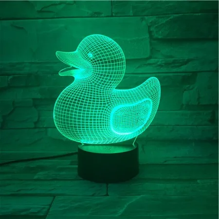 

New Style Little Duck 3D Visual Lamp Colorful Remote Control Touch Color Changing LED Night Light Factory Direct Selling