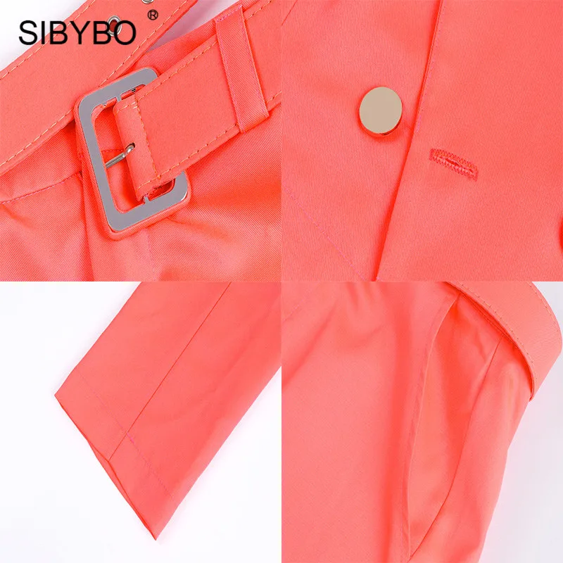 SIBYBO/осенний Женский блейзер и юбка с длинными рукавами, пояс с вырезами, тонкий сексуальный комплект из двух предметов, Женский Повседневный комплект с пуговицами
