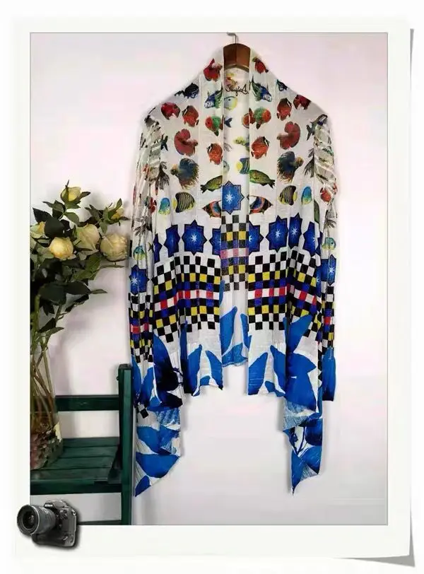 Spanish fashion Chinese blue and white printed cardigan more style desigual - Цвет: Кораллово-Красный