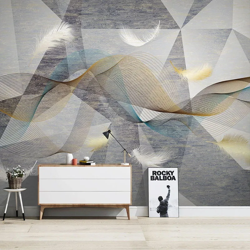 

Custom 3D Wallpaper Modern Abstract Geometric Line Feather Murals Living Room TV Sofa Bedroom Creative Decor Papel De Parede 3 D