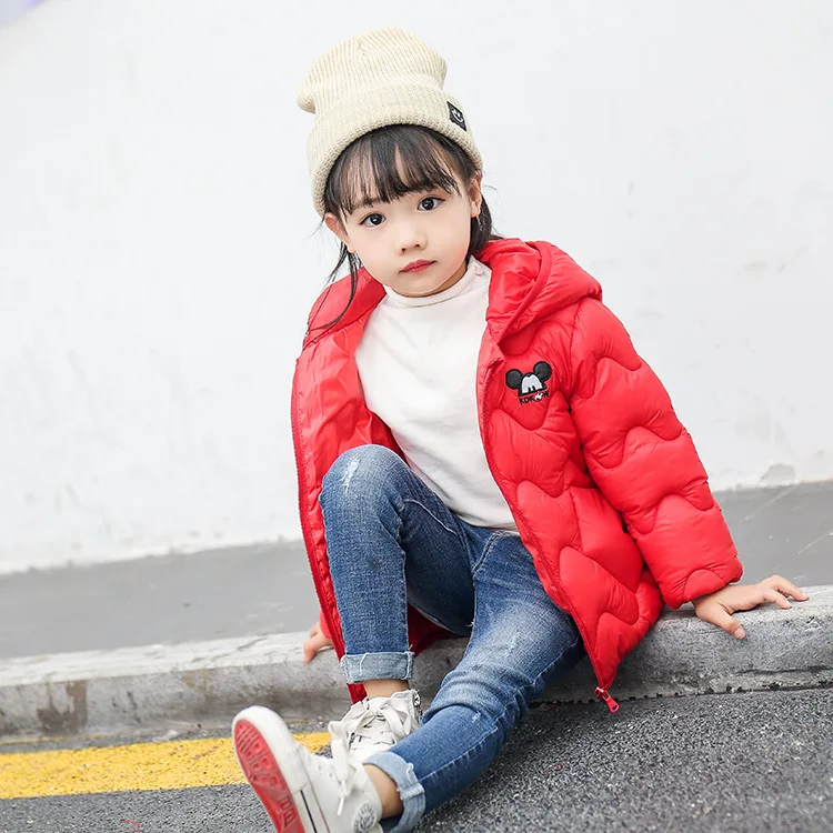 Disney Mickey mouse winter hododed Down jacket Children coat Short Jacket boy girl minnie outerwear baby down parkas - Цвет: 3