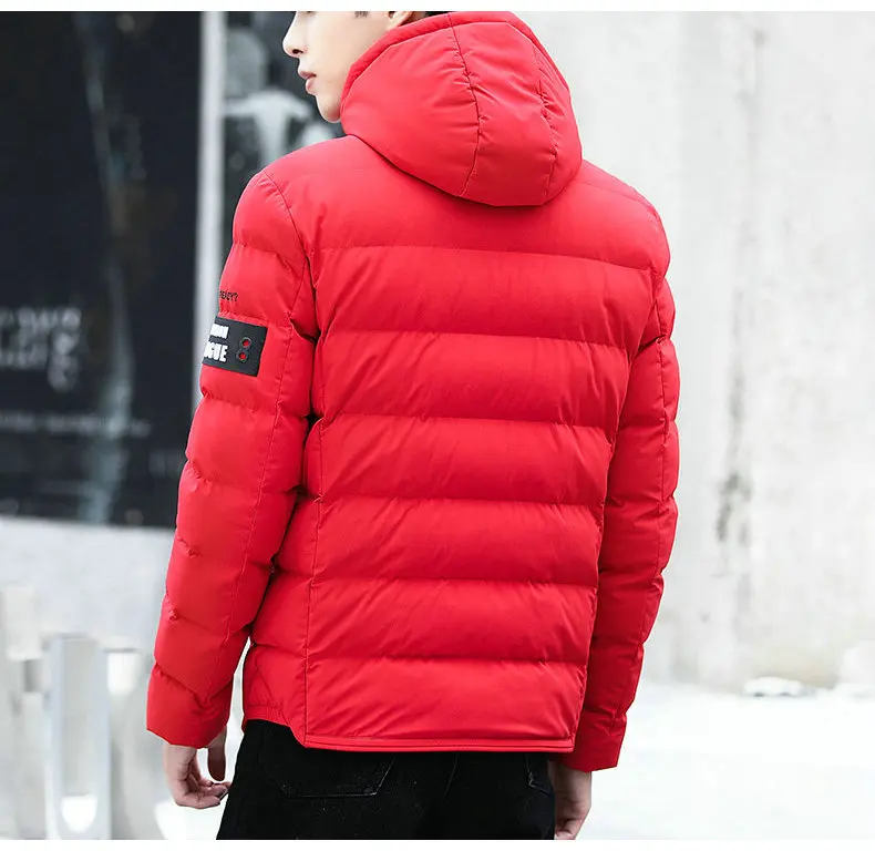 Hot Sale New Fashion Brand Men Winter Jacket Coat Hooded Warm Letters embroidered Coat Casual Slim Male cotton-padded Overcoat