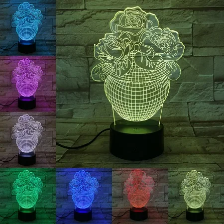 B 3D бутылка лампа Акриловая тарелка сенсорный беспроводной USB пивная ваза Can Bar Luminaria вечерние магазин украшение стола мальчики подарок на день рождения праздник - Испускаемый цвет: B